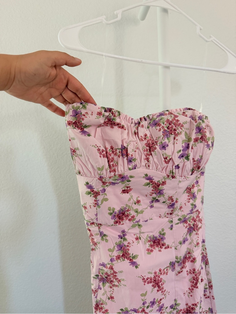 wild fable Strapless Pink Floral Mini Dress